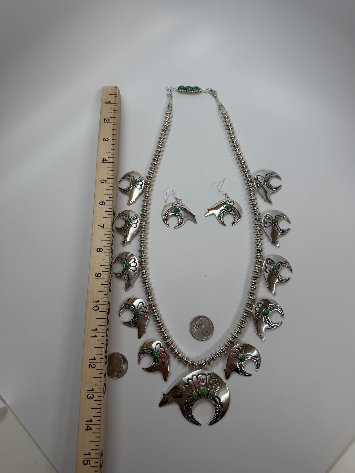 Lee Charlie Bear Squash Necklace with Matching Earrings