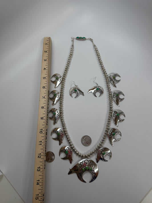 Lee Charlie Bear Squash Necklace with Matching Earrings