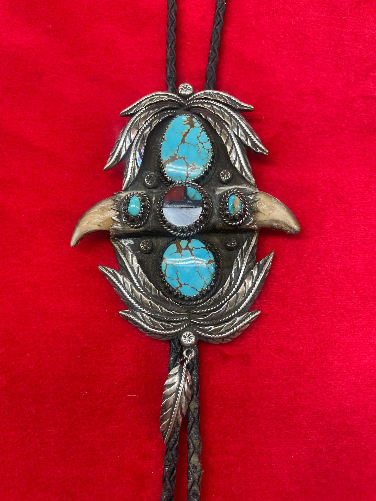 Native American Bolo Tie with Silver Tips