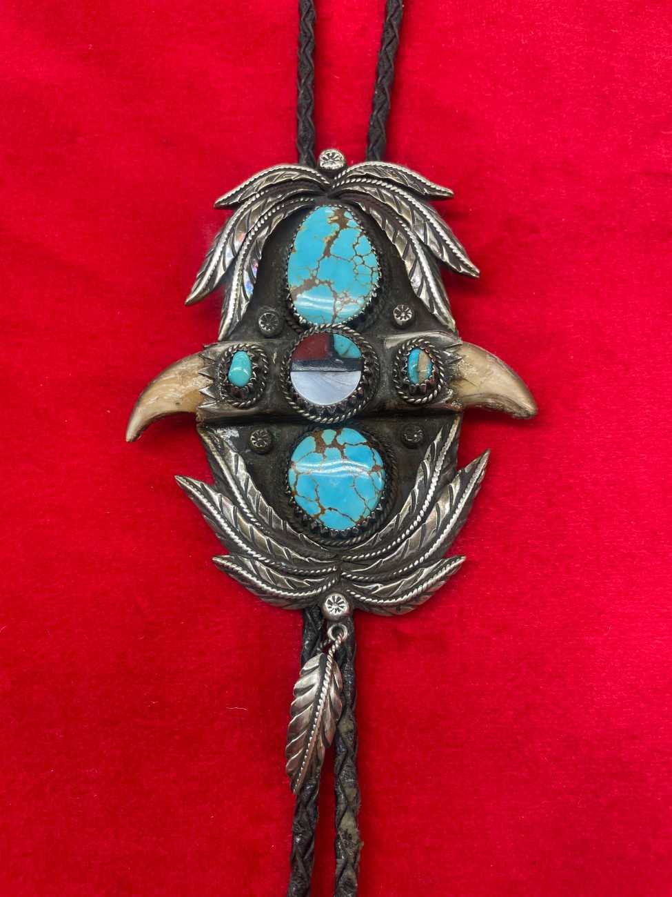 Native American Bolo Tie with Silver Tips
