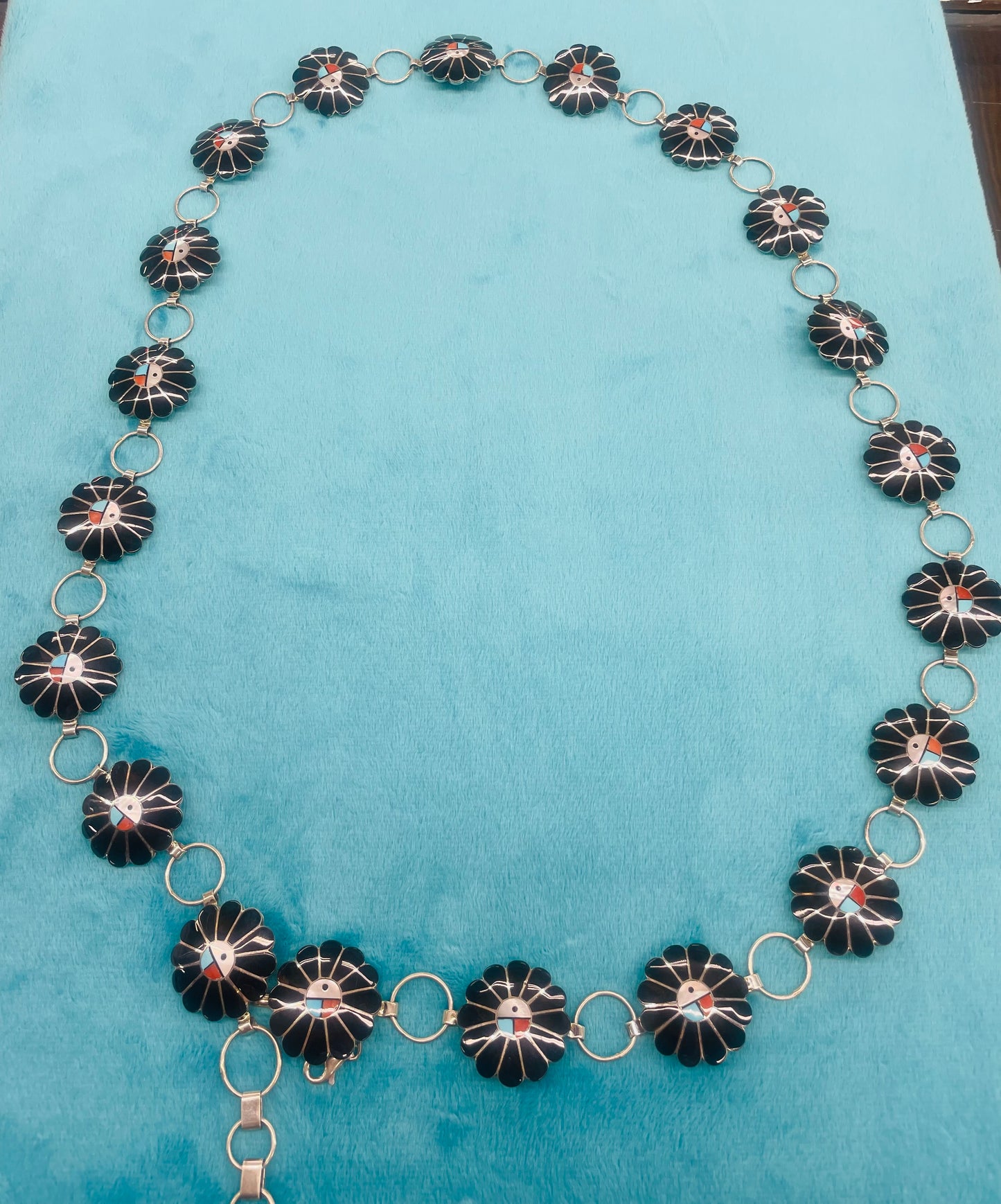 Zuni Inlay Chain Belt with Various Stones