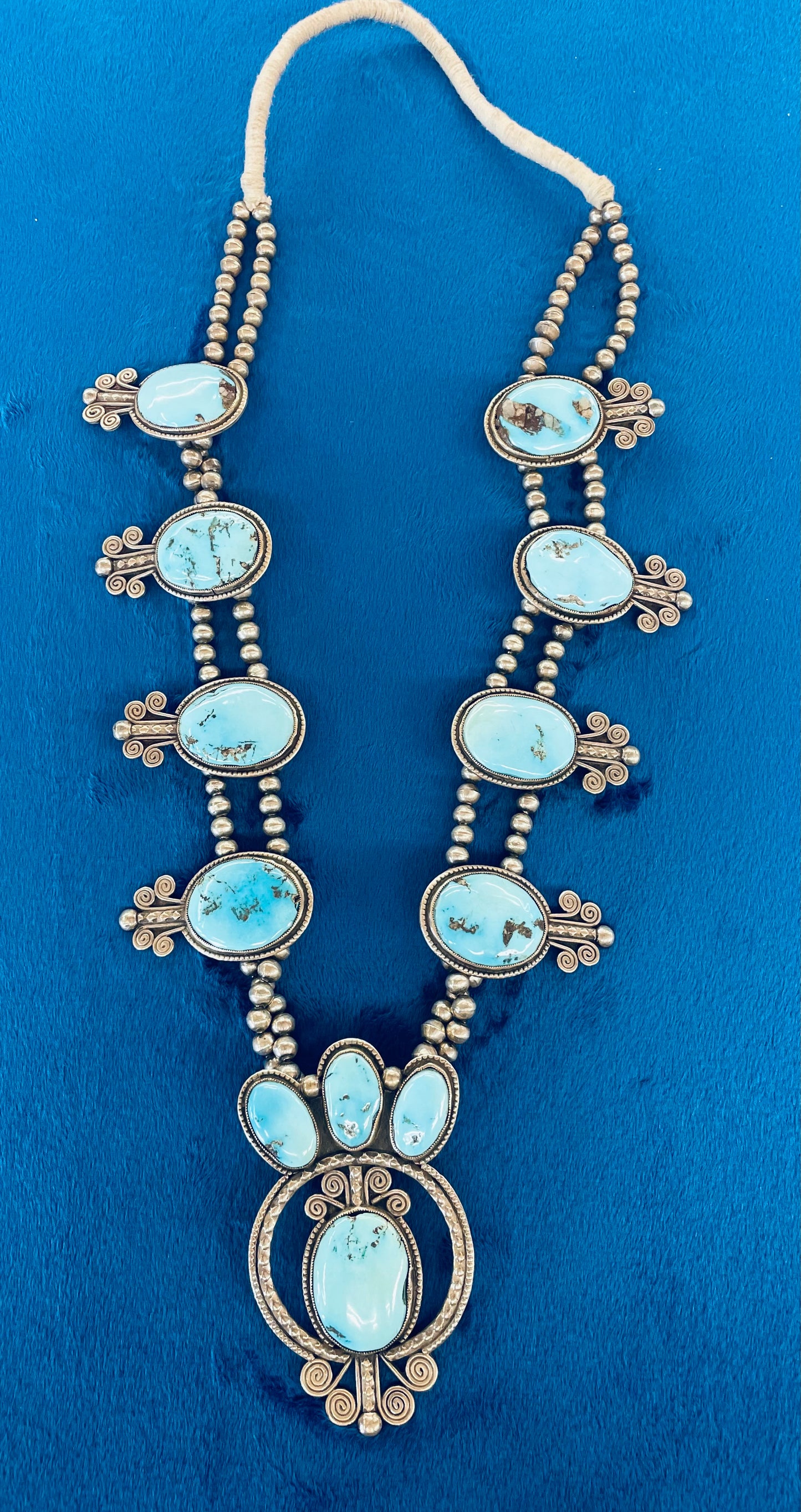 Vintage Squash Blossom Necklace with Turquoise and Silver