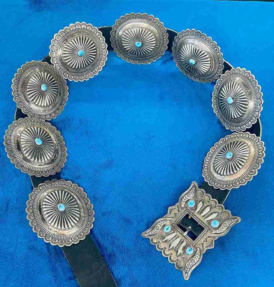 Turquoise and Silver Concho Belt