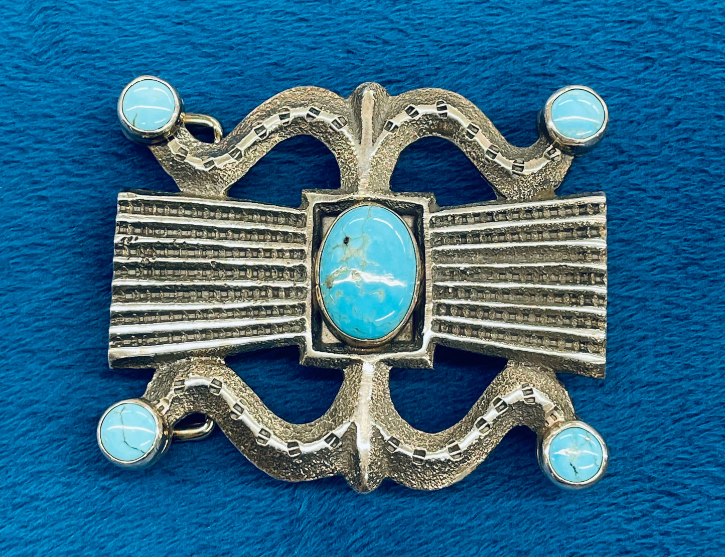 Silver and Turquoise Belt Buckle