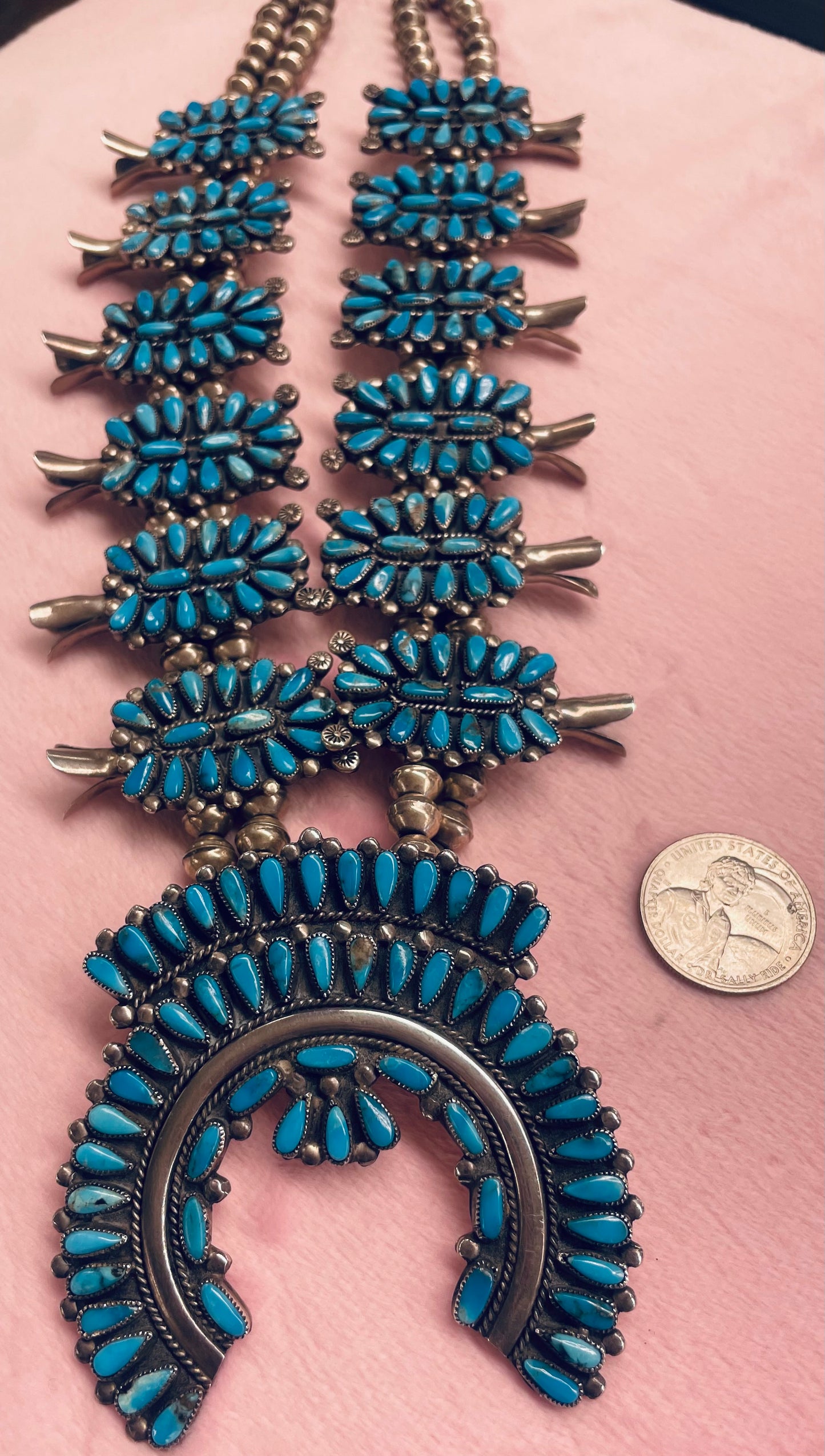 Vintage Turquoise Squash Blossom Necklace