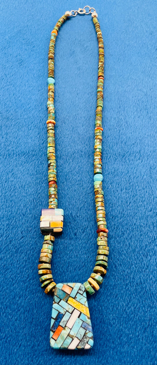 San Felipe Beads and Inlay Reversible Pendant Knecklace