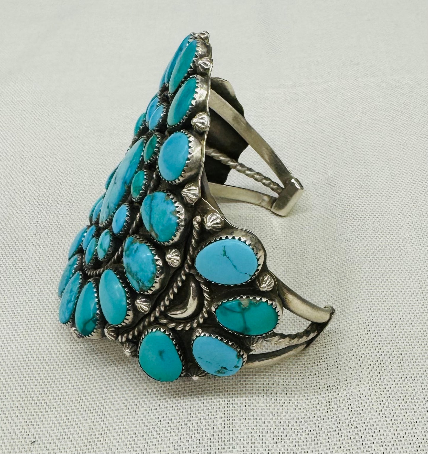 Turquoise and Silver Cluster Bracelet