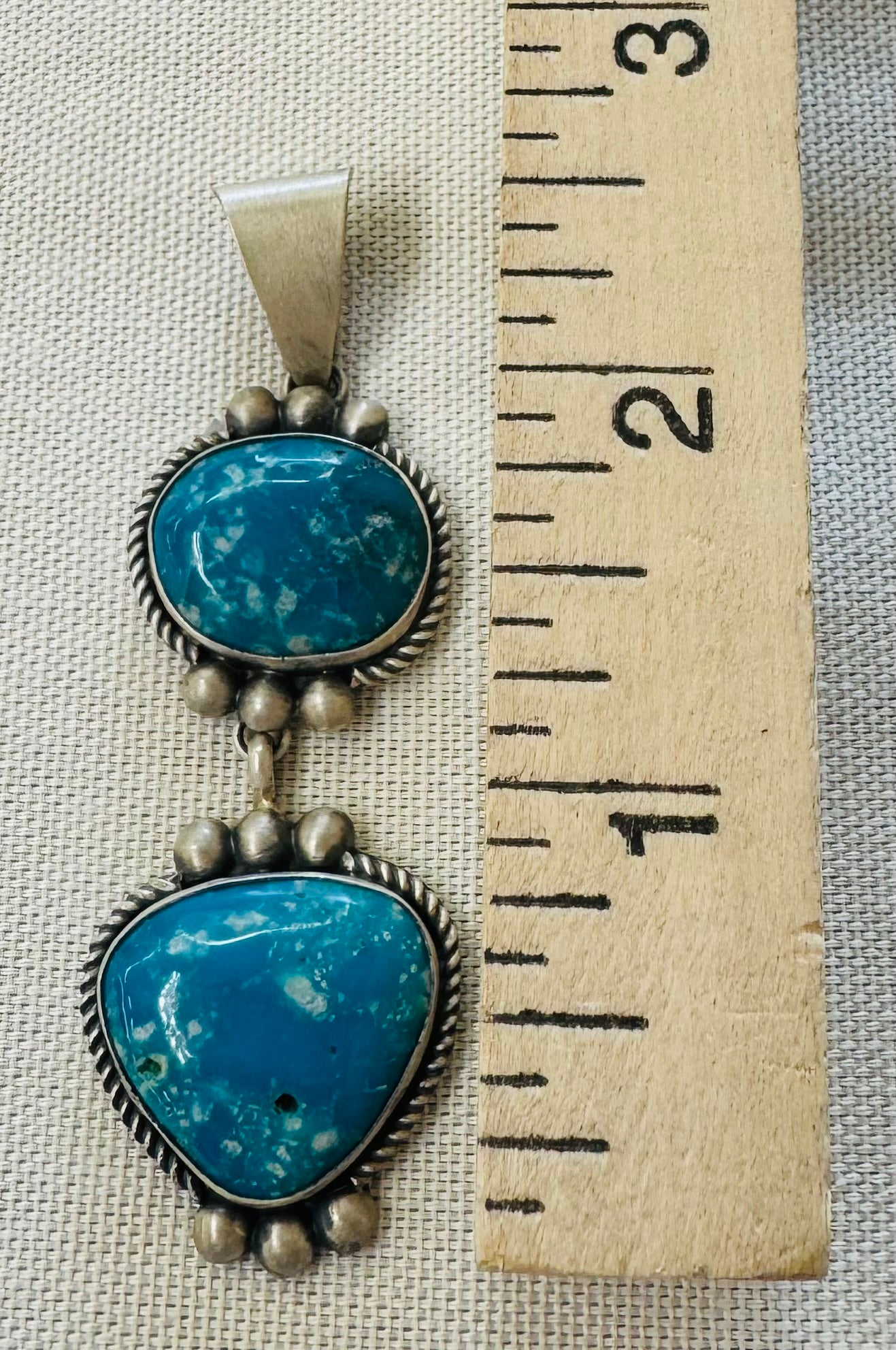 Double Drop Turquoise and Silver Pendant