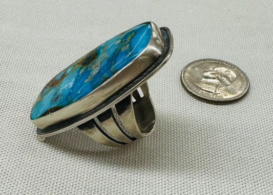 Large Turquoise Stone and Silver Ring