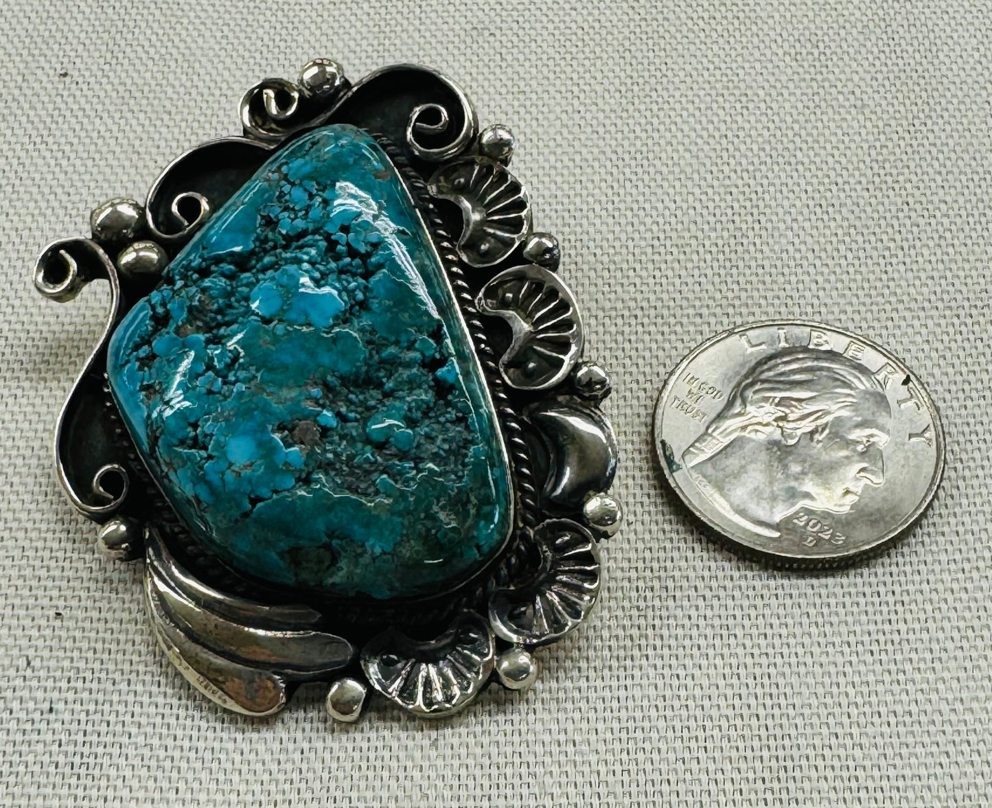 Silver Design with Turquoise Stone Pendant