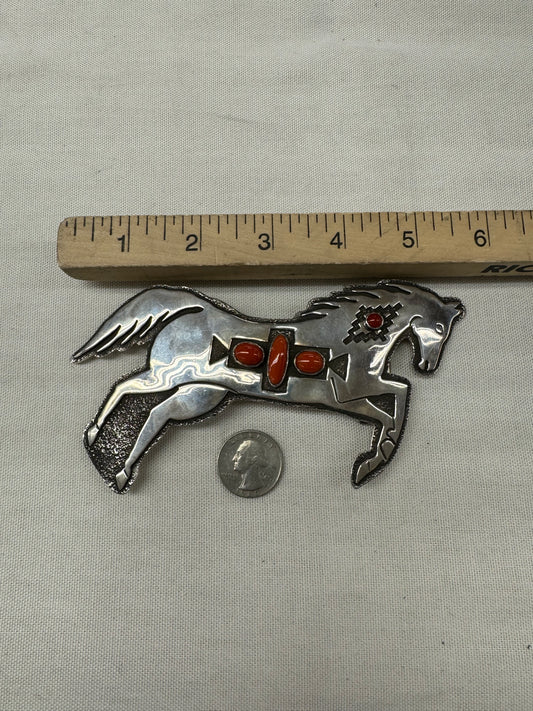 Horse Pendant with Silver and Wild Horse Stone