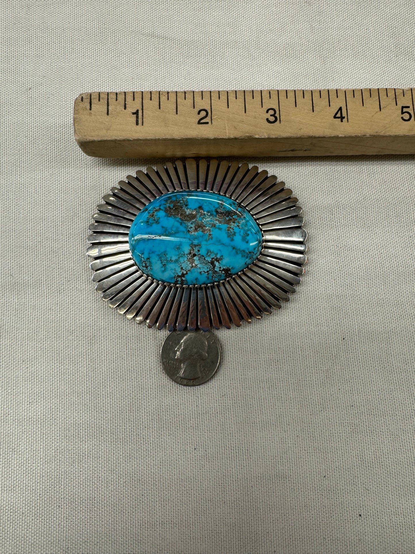 Silver Buckle with Large Turquoise Stone