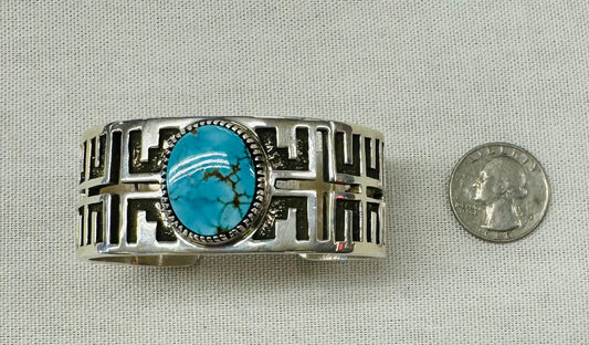 Silver Cuff Bracelet with Turquoise Stone