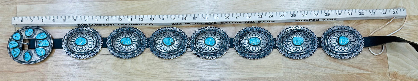 Concho Belt with Large Turquoise Stones