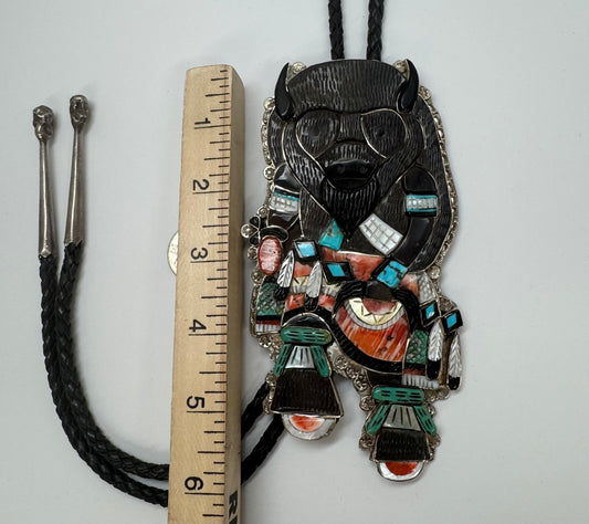 Black Bear Dancer Kachina Bolo Tie