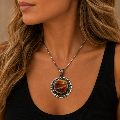 Authentic Stamp Orange Spiny Oyster Pendant