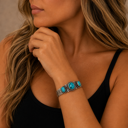 Authentic Stamp Kingman Turquoise Cuff Bracelet