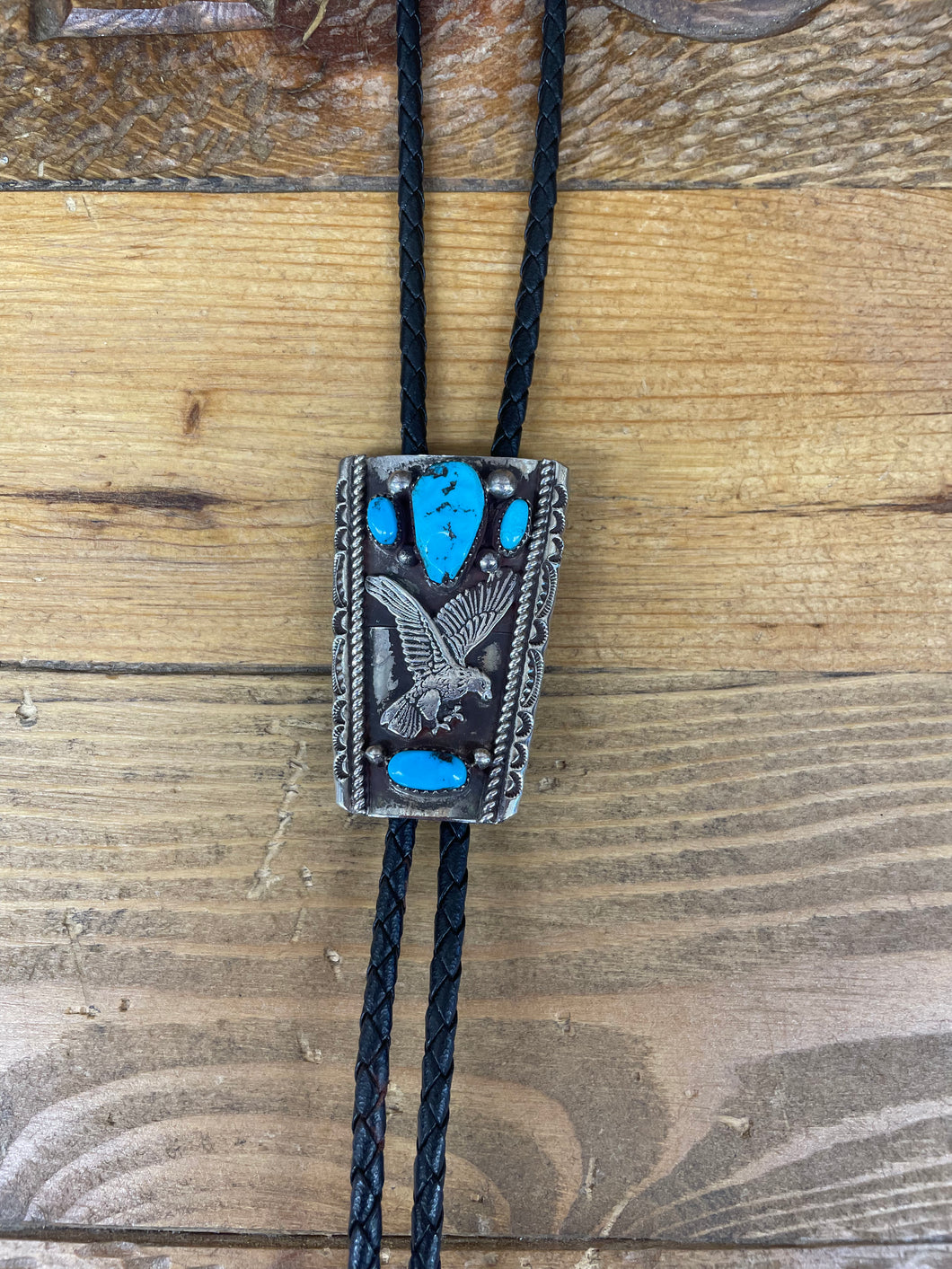Silver Eagle With Turquoise Bolo Tie