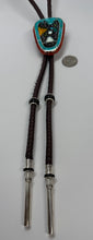 Load image into Gallery viewer, Zuni Inlay Mens Bolo with Various Stones and Silver Tips
