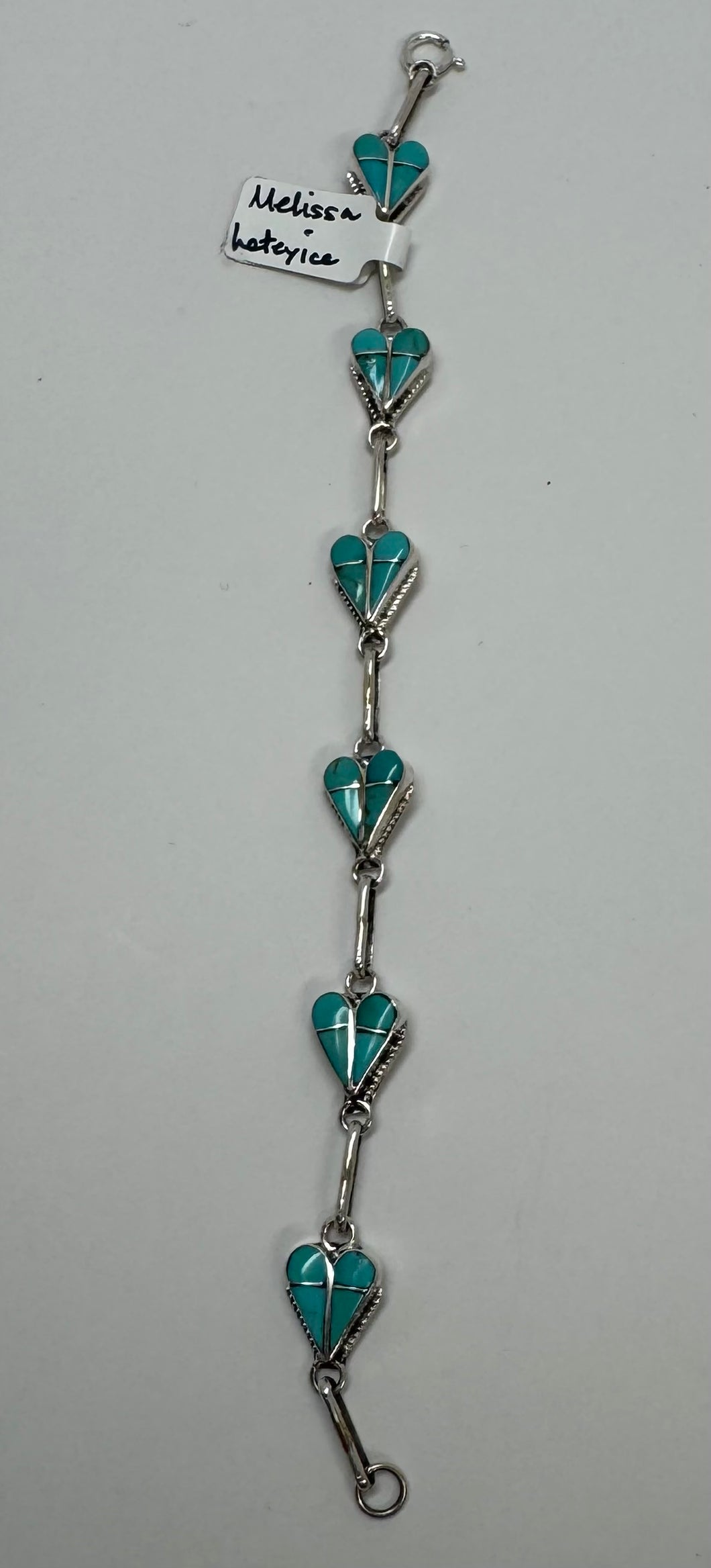 Sterling Silver with Turquoise Heart Chain Bracelet