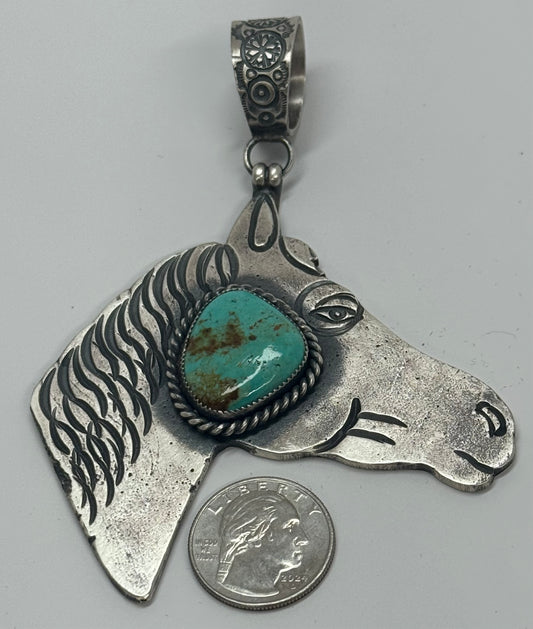 Horse Pendant with Turquoise Stone