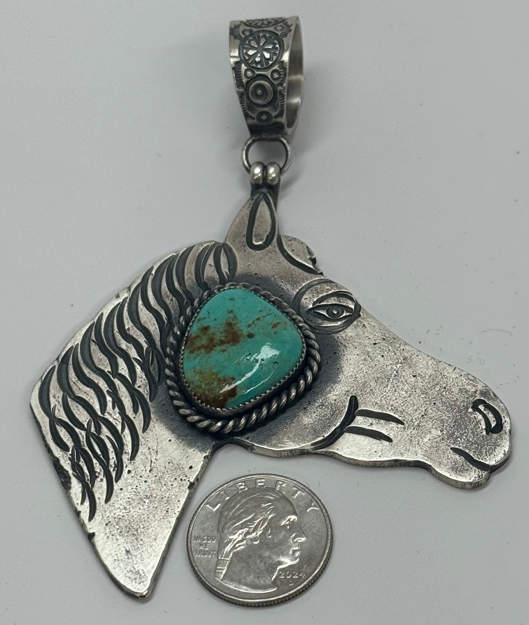 Horse Pendant with Turquoise Stone
