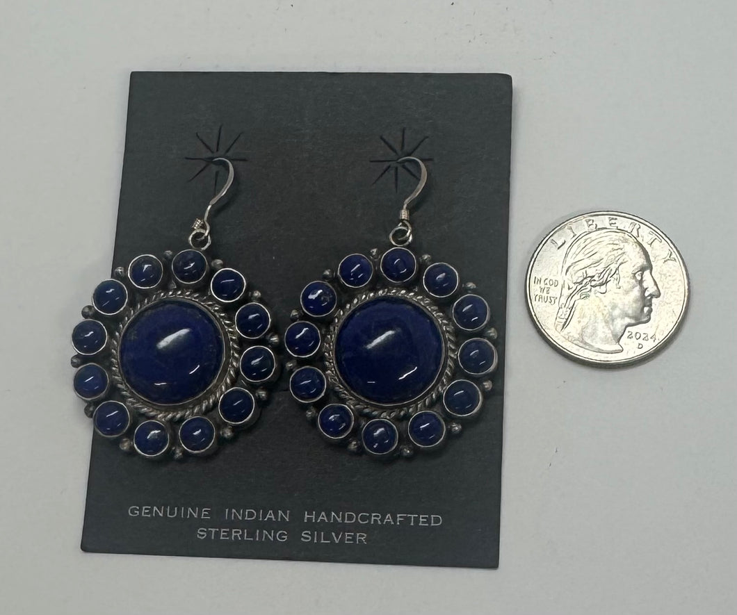 Lapis Cluster Drop Earrings