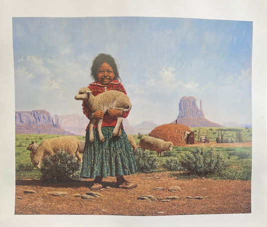 Print "Girl with Sheep" by M. Toddy (not signed copy)
