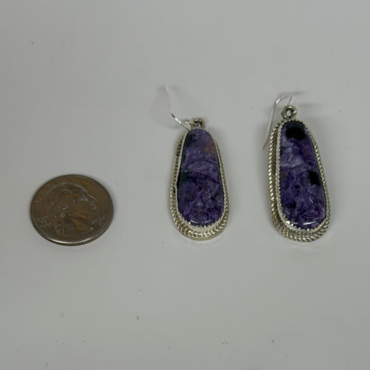 Authentic Stamp Charoite Earrings