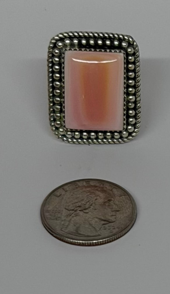 Authentic Stamped Pink Conch Adjustable Ring