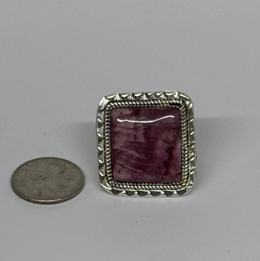 Authentic Stamp Purple Spiny Adjustable Ring