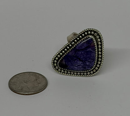 Authentic Stamp Charoite Adjustable ring