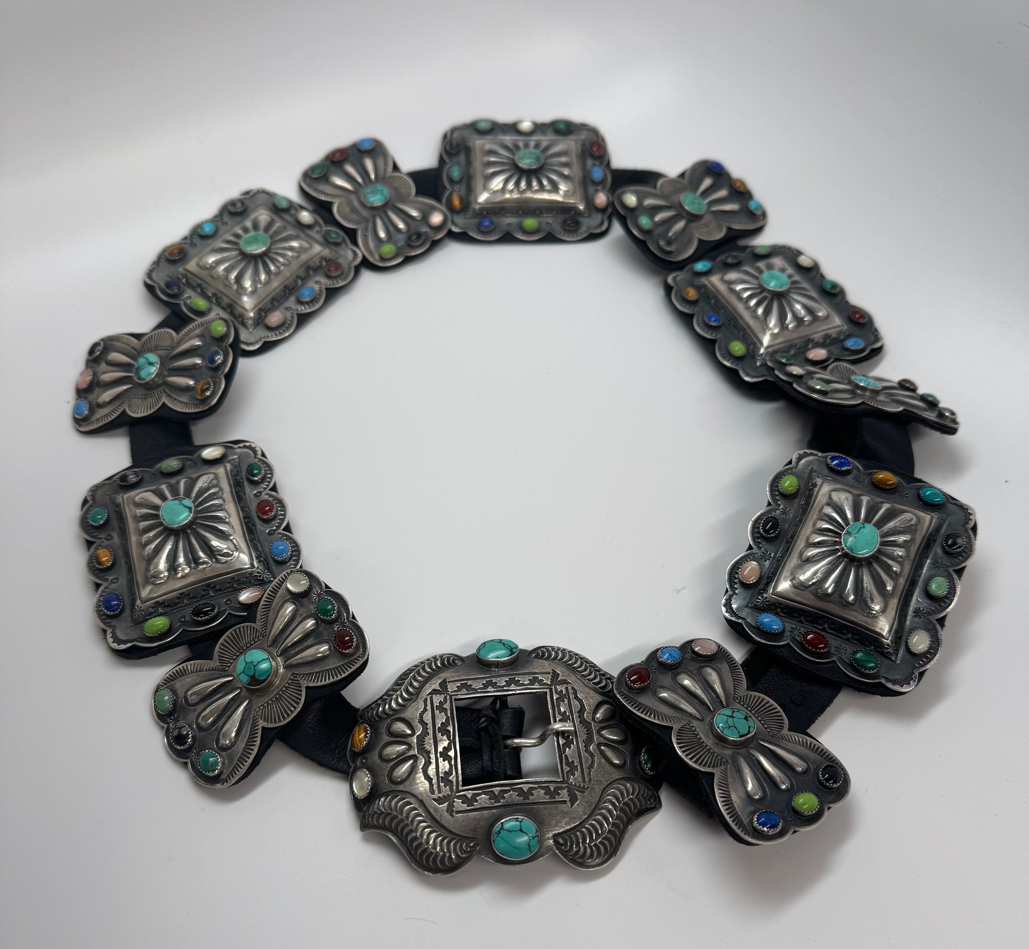 Kirk Smith Multi Stone Concho Belt – Richardson Trading Post