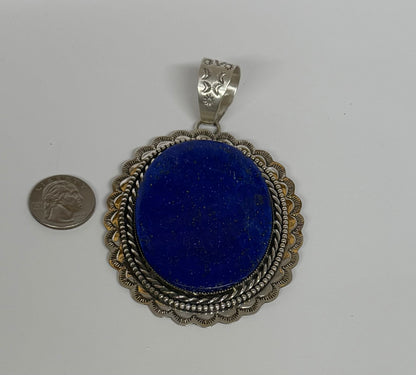 Authentic stamp Large Lapis Pendant