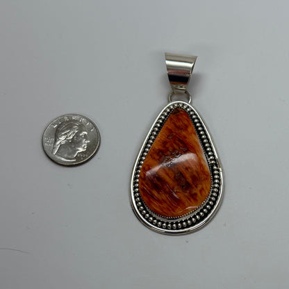Authentic Stamp Large Orange Spiny Oyster Pendant