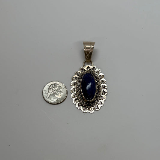 Authentic Stamp Scalloped Lapis Pendant