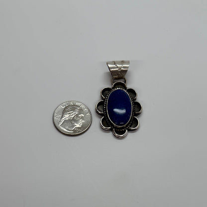 Authentic Stamp Petal Frame Lapis Pendant