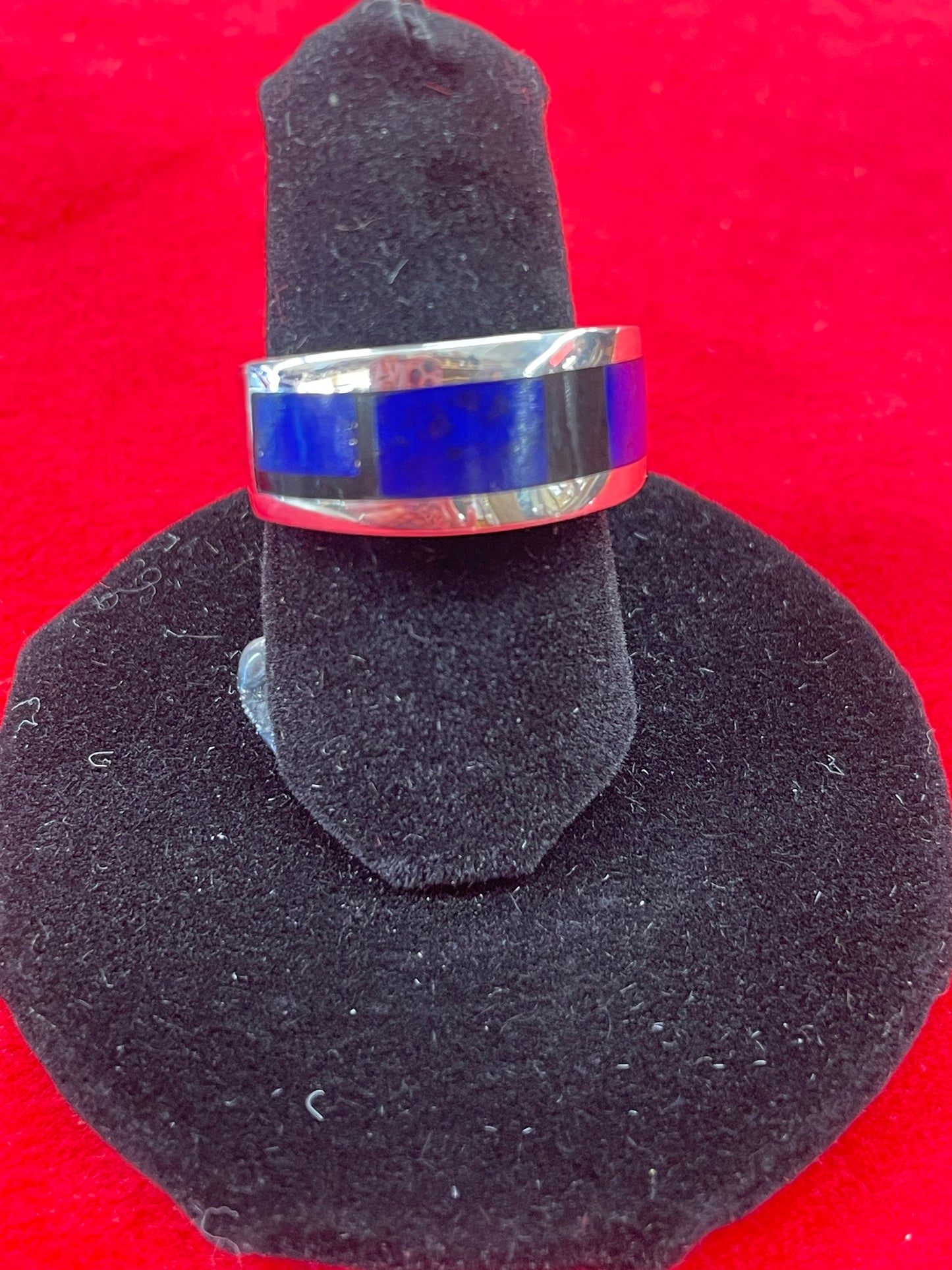 Mens Sterling silver and Lapis and Onyx Ring