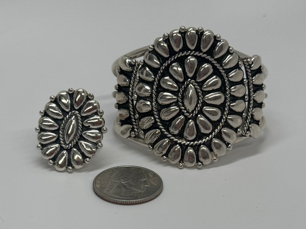 Silver Cluster Bracelet with Matching Ring