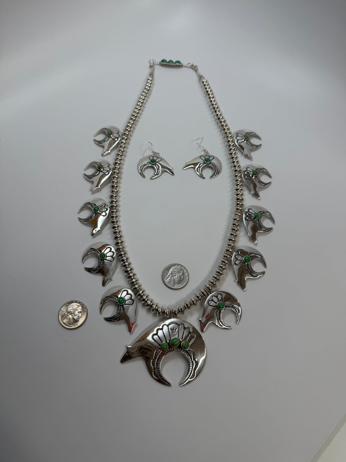 Lee Charlie Bear Squash Necklace with Matching Earrings