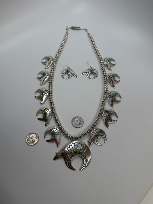 Lee Charlie Bear Squash Necklace with Matching Earrings