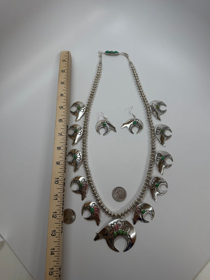 Lee Charlie Bear Squash Necklace with Matching Earrings