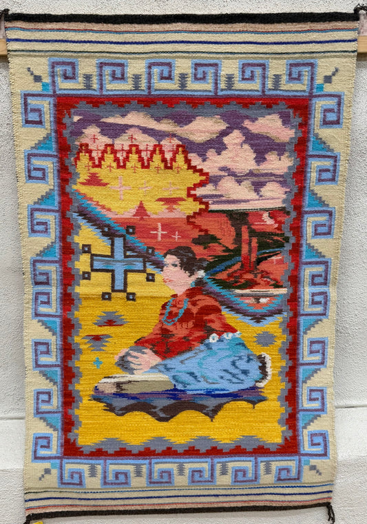 All Vegetable Dye Pictorial Navajo Rug