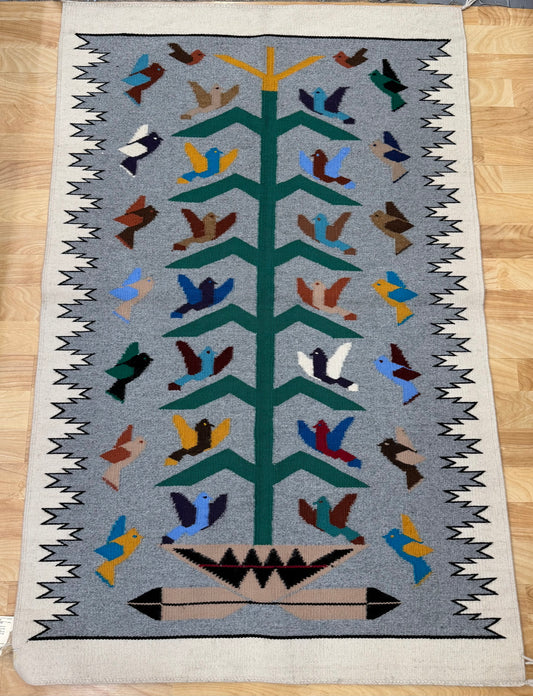 Tree of Life Navajo Rug — 30 Birds