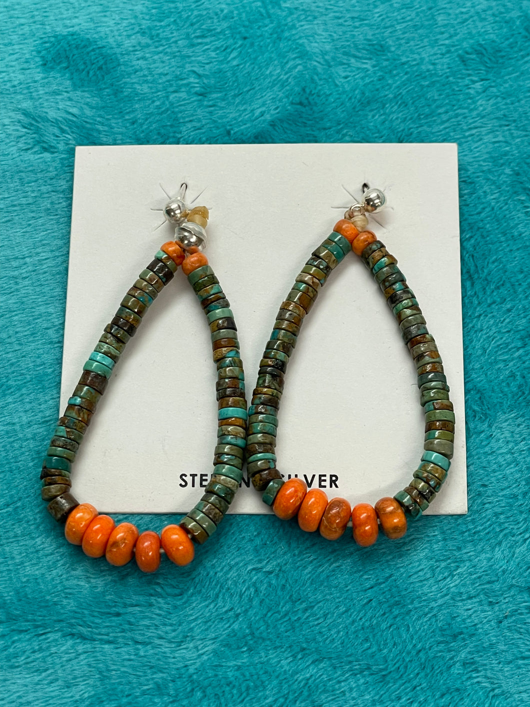 Turquoise and Coral Jocla Earrings