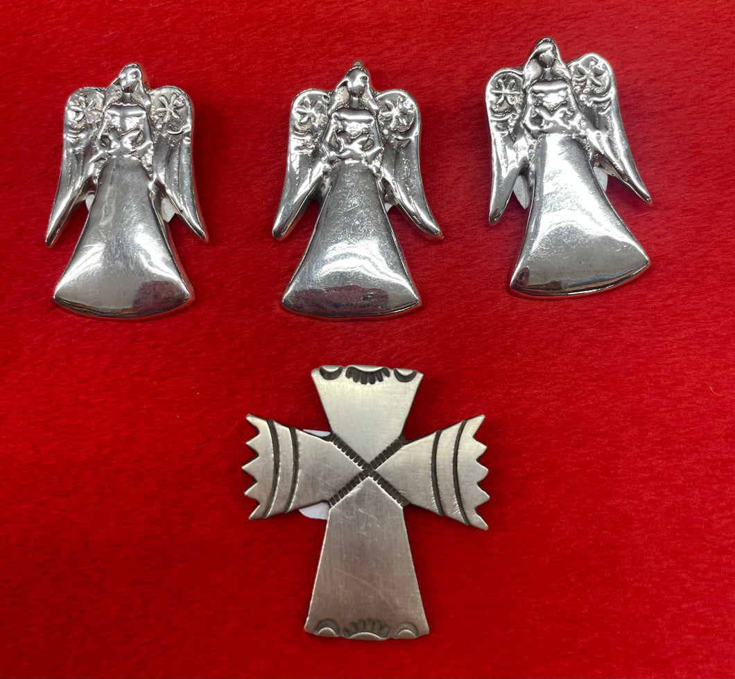Sterling Silver Angel and Cross Pin/Pendant