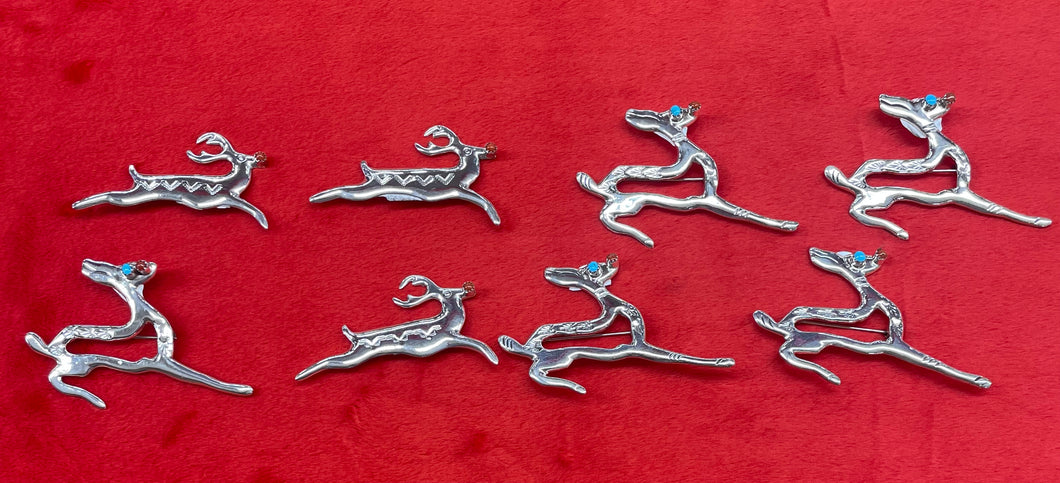 Reindeer Pins with Coral and Turquoise or Just with Turquoise Stones