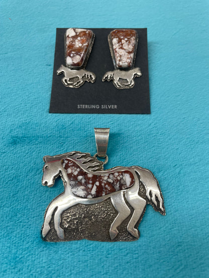 Sterling Silver and Crazy Horse Stone Horse Earrings