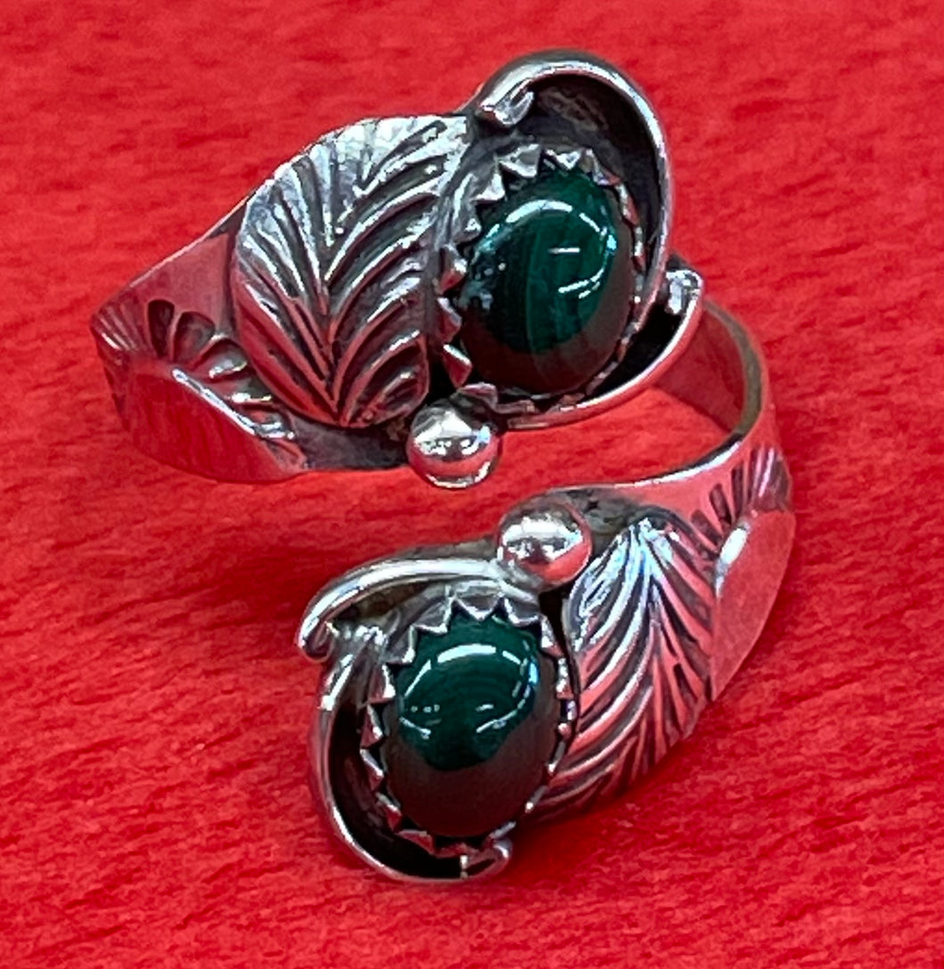 Adjustable Malachite Sterling Silver Ring