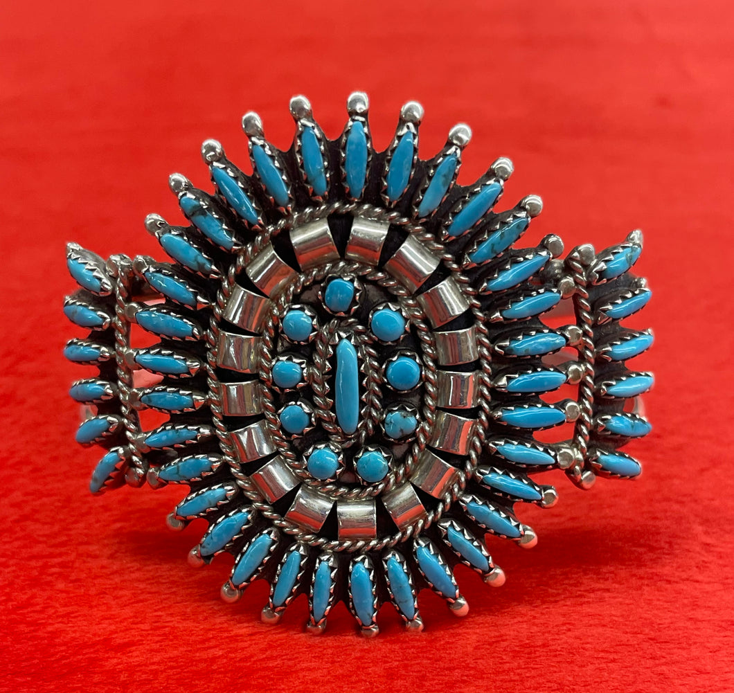 Zuni Needlepoint Turquoise and Silver Bracelet